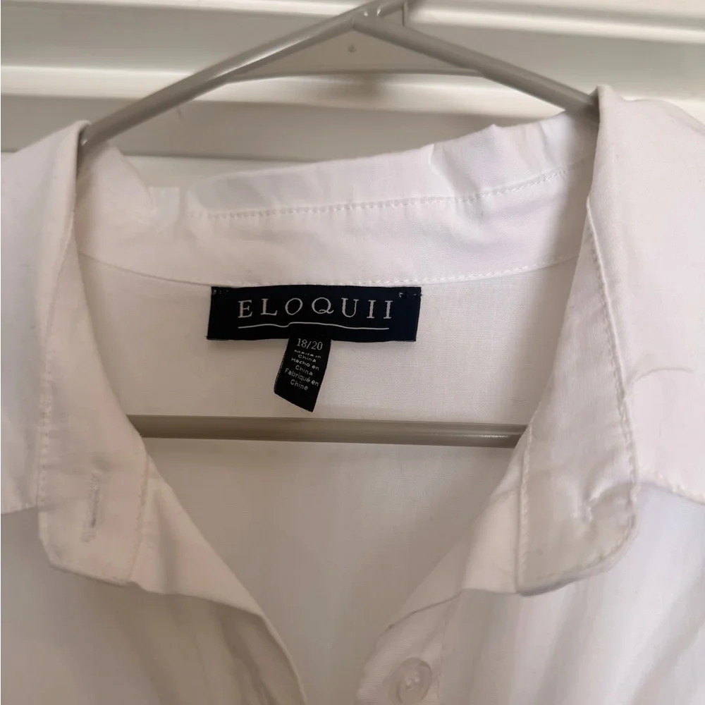 Eloquii White Button-Down Shirt with Black Ribbed Bustier Overlay - Picture 2 of 3